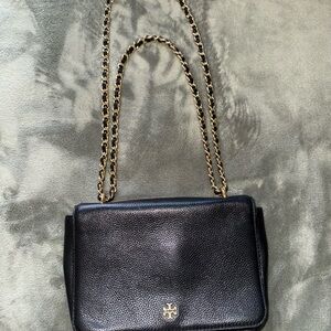 Tory Burch Black Leather Chain Shoulder Bag
